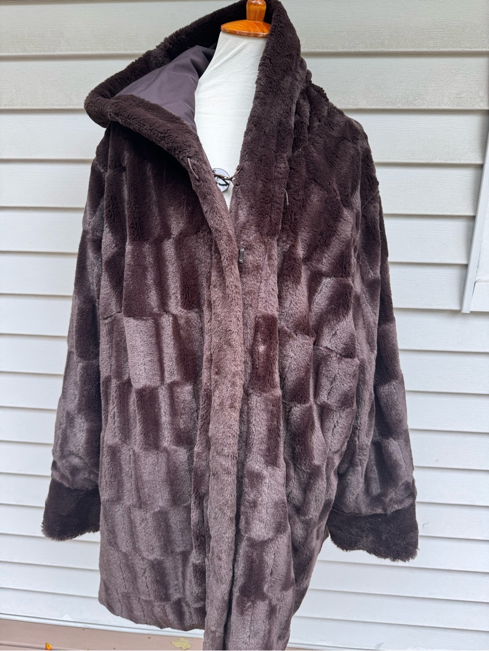 Dennis Basso Womens Faux Fur Overcoat Coat Jacket